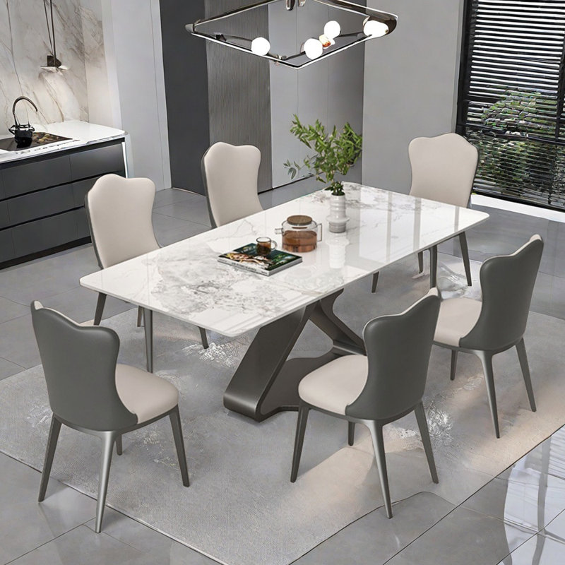 Italian style simple rectangular dining table sets, 29.5"H x 55.1"L x 31.5"W
