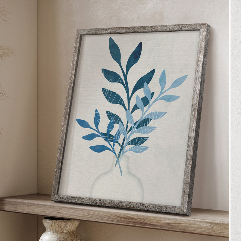 Reproduction encadrée monochrome de feuillage II - bois massif 47035, H 11 po x l 9 po