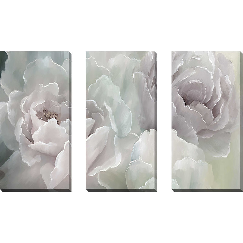 «Peony Lace», reproduction sur toile 3 pièces, H 32 po x l 48 po x P 1 po
