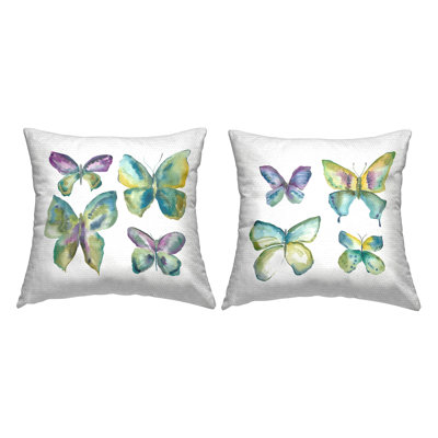 Abstract Butterflies on White 2 Piece Outdoor Printed Pillow Set by Chariklia Zarris