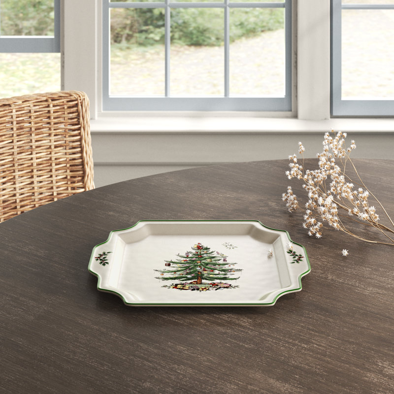 Spode Christmas Tree Square Handled Platter