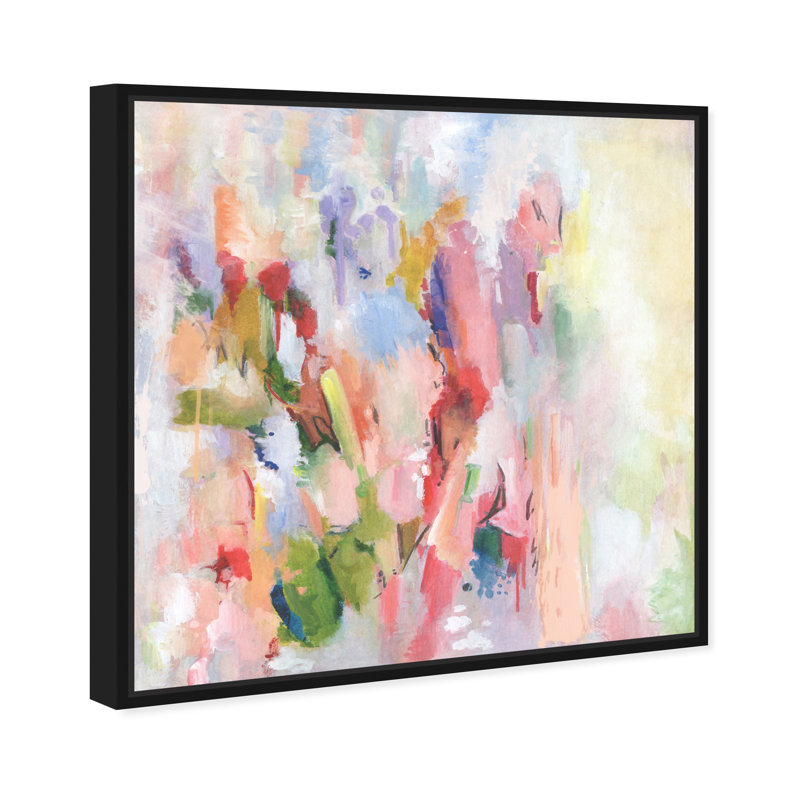 Beauté florale abstraite - impression sur toile, Toile avec cadre flottant, H 21 po x l 21 po, Noir