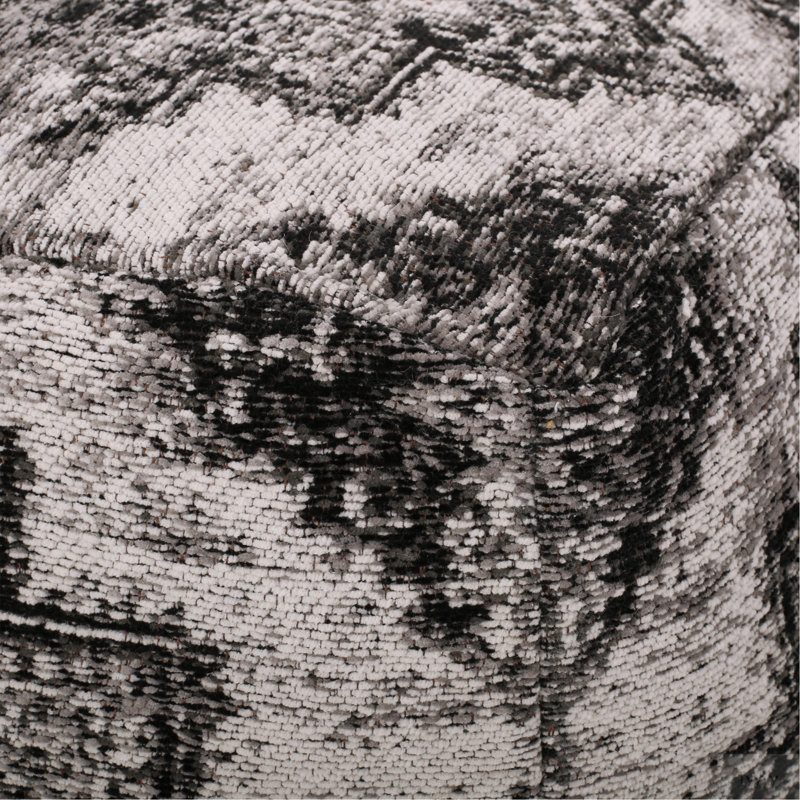 Pouf carré Sellek, noir et beige