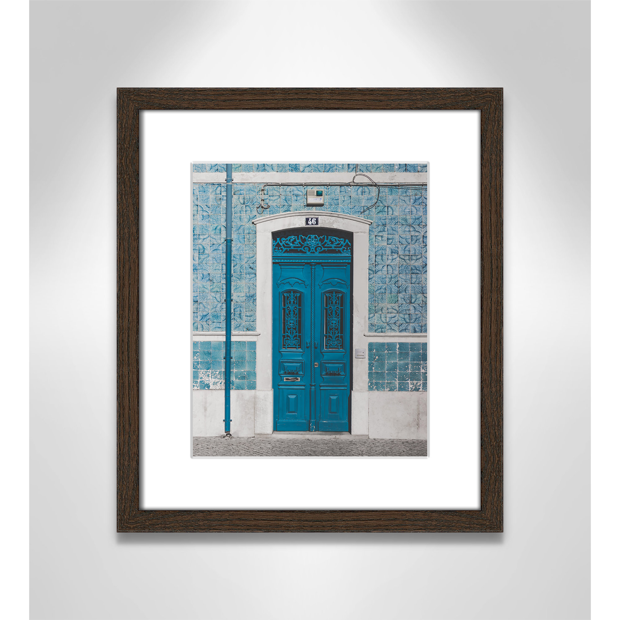 Blue Door Of Caldas De Rainha, Portugual by Catarina Carvalho, Walnut, 15" H x 13" W x 0.75" D