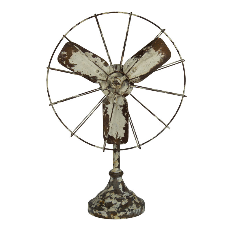Sculpture de ventilateur en métal antique Elmhur