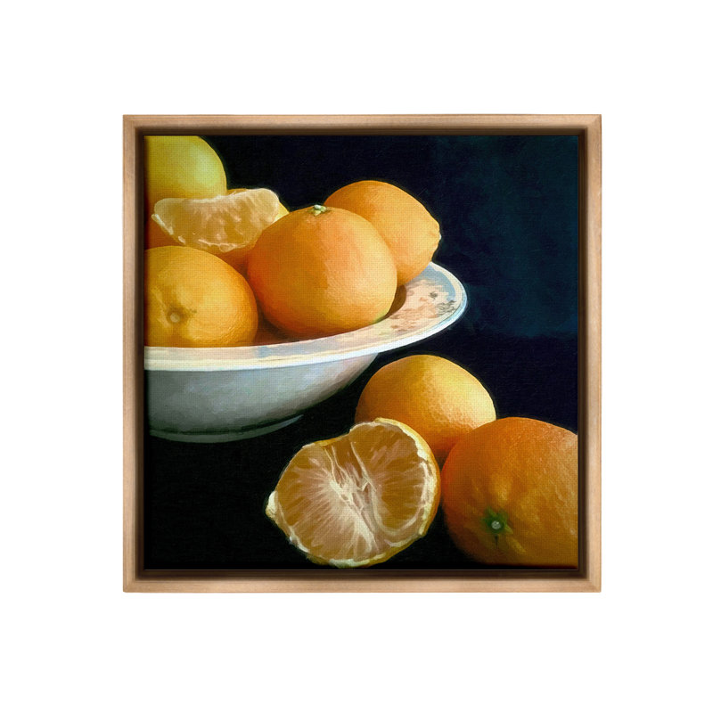 «Peeled Oranges Still Life» sur, H 25 po x l 25 po, Cadre flottant orme Montalcino