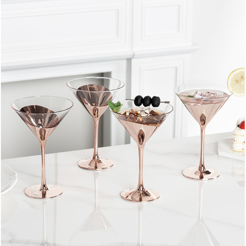 Verres à martini en cuivre 8 oz - Ensemble de 4 verres à cocktail à pied pour mariage, fête, bar et maison