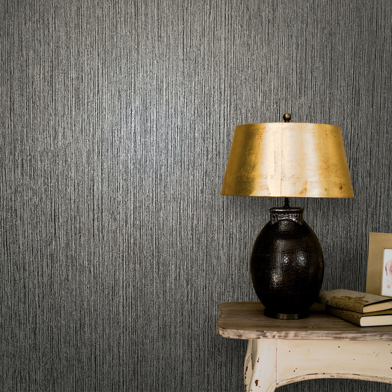 Delaia 10.05m x 53cm Textured Matte Wallpaper Roll, Black