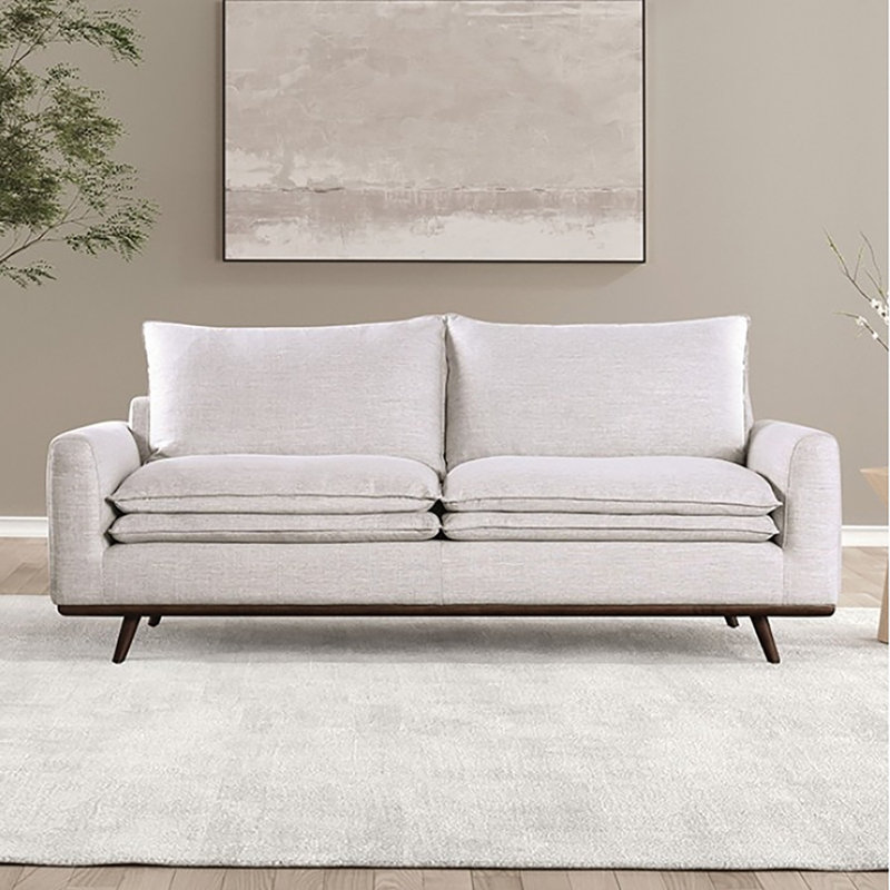 Canapé Dallyn, Mélange de lin de coton gris clair, Brun foncé
