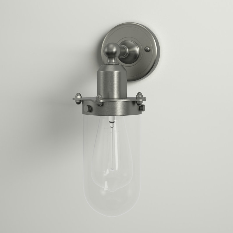 Clymer Armed Sconce, Clear, Brushed Satin Nickel