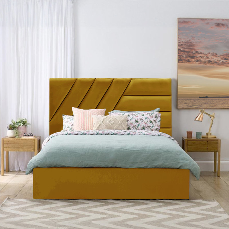 Eleonora Upholstered Bed, Double (4'6), Turmeric