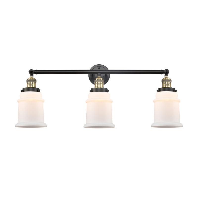 Galaviz 3 - Light Dimmable Vanity Light, 60 Watt Vintage Incandescent Bulb, Black Antique Brass, Matte White Cased