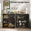 Buffet cannelé avec rangement, buffet en bois avec portes, petite armoire d'appoint pour cuisine et salle à manger-898507743