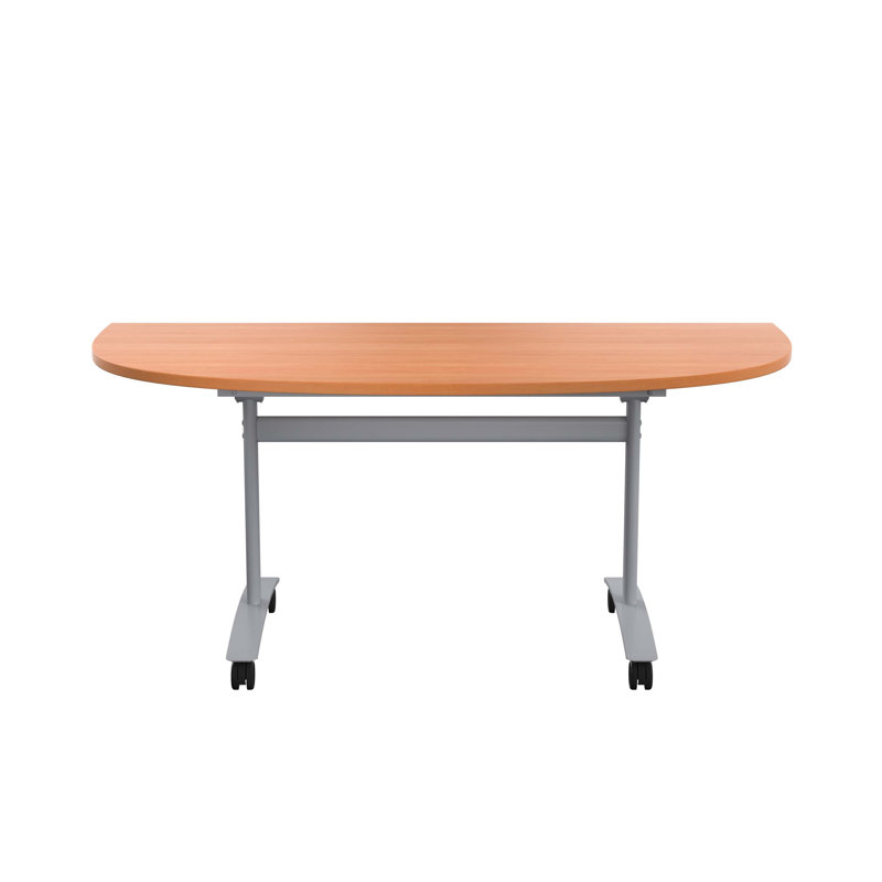 Buariki Half-circle 4 Person Flip Top 160cm L Modular Training Table with Casters, Beech
