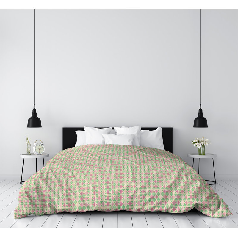 Housse de couette simple Katelyn Elizabeth, Housse de couette pour grand lit, Vert / Gris