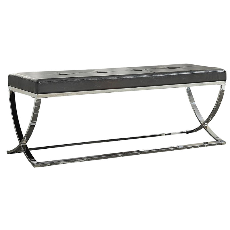 Stylish Black Curve-Legged Bench With Cover For Hallway Elegant Upholstered Frame And
