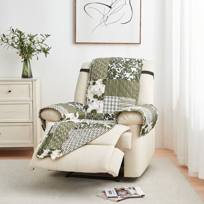 Housse de protection pour meubles inclinable et réversible Patchwork, Patchwork - olive / brun