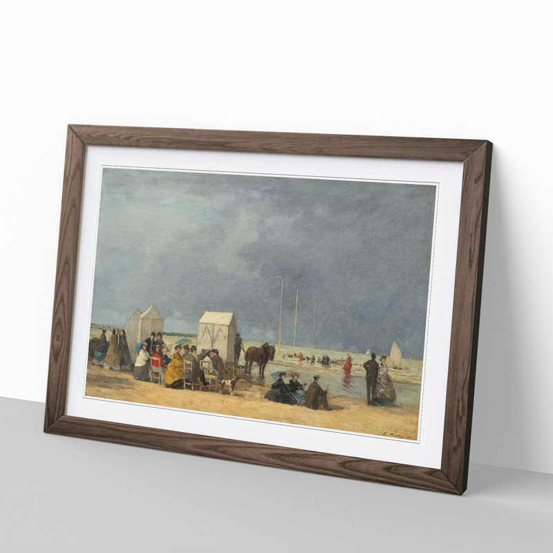Bathing Time at Deauville by Eugene Boudin - Picture Frame Painting, 48cm H x 65cm W x 2cm D, Walnut Framed
