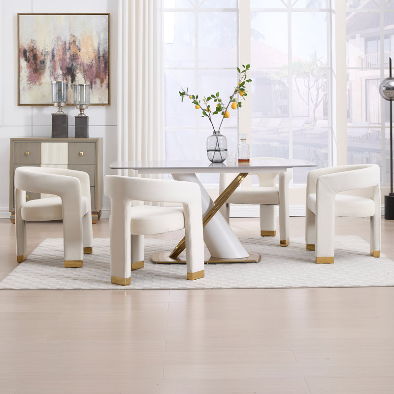 Modern Dining Chair Barrel Dining Chair Upholstered Dining Room Chair With Arm Comfy Accent Side Chair For Dining Room/Living Room