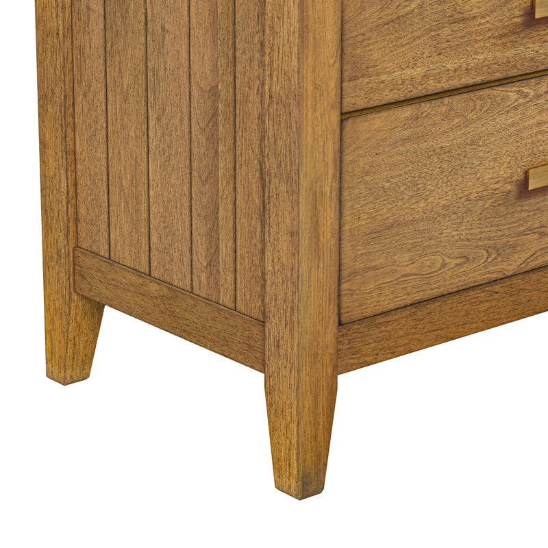 Ensemble de chambre à coucher 3 pièces avec lit et deux tables de chevet Lessio, Grand, Bois foncé