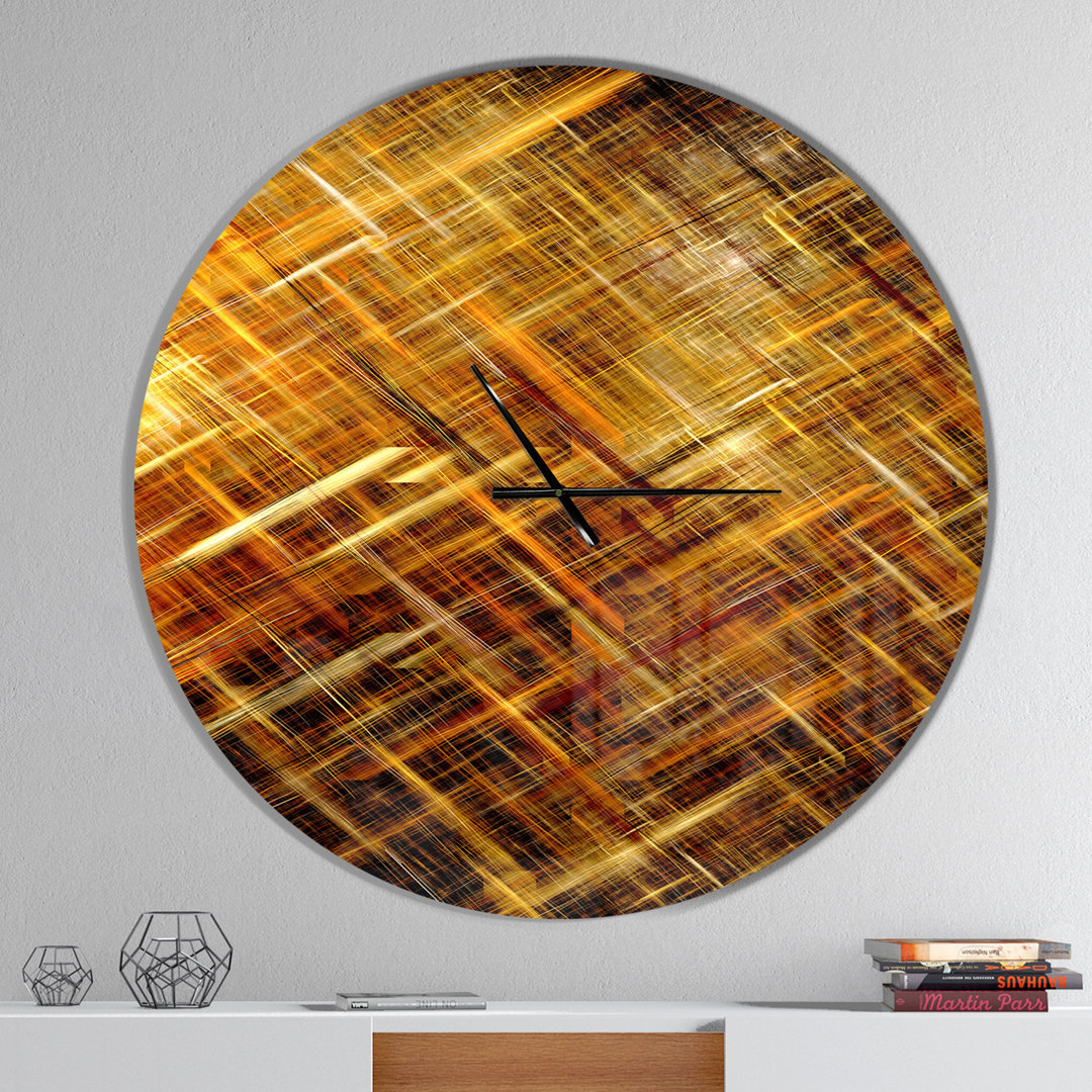 Golden Mosaic Texture - Modern wall clock East Urban Home 
