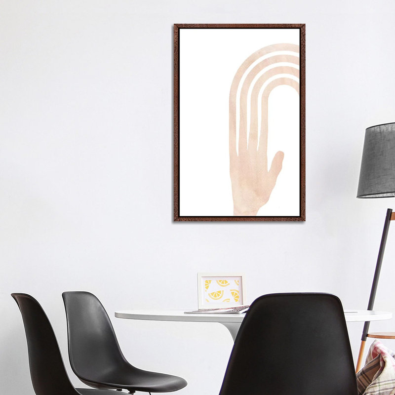 Hand And Rainbow by Whales Way - Painting on Canvas, 101.6cm H x 66.04cm W x 3.81cm D, Classic Brown Wood Framed