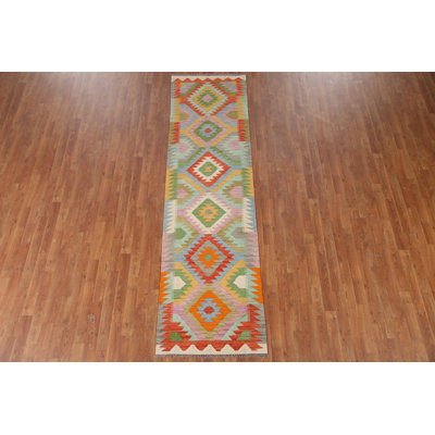 Reversible Wool Kilim Oriental Runner Rug 3x10