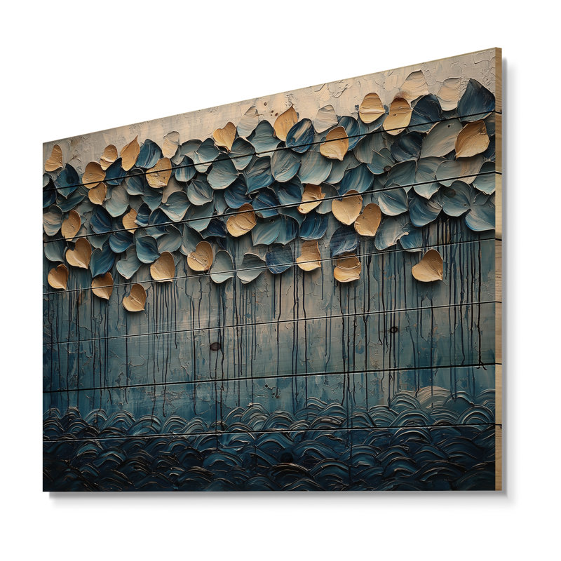 «Mosaic Of Waves Coastal Horizon I», impression sur bois côtier - sur bois de pin naturel, H 10 po x l 20 po
