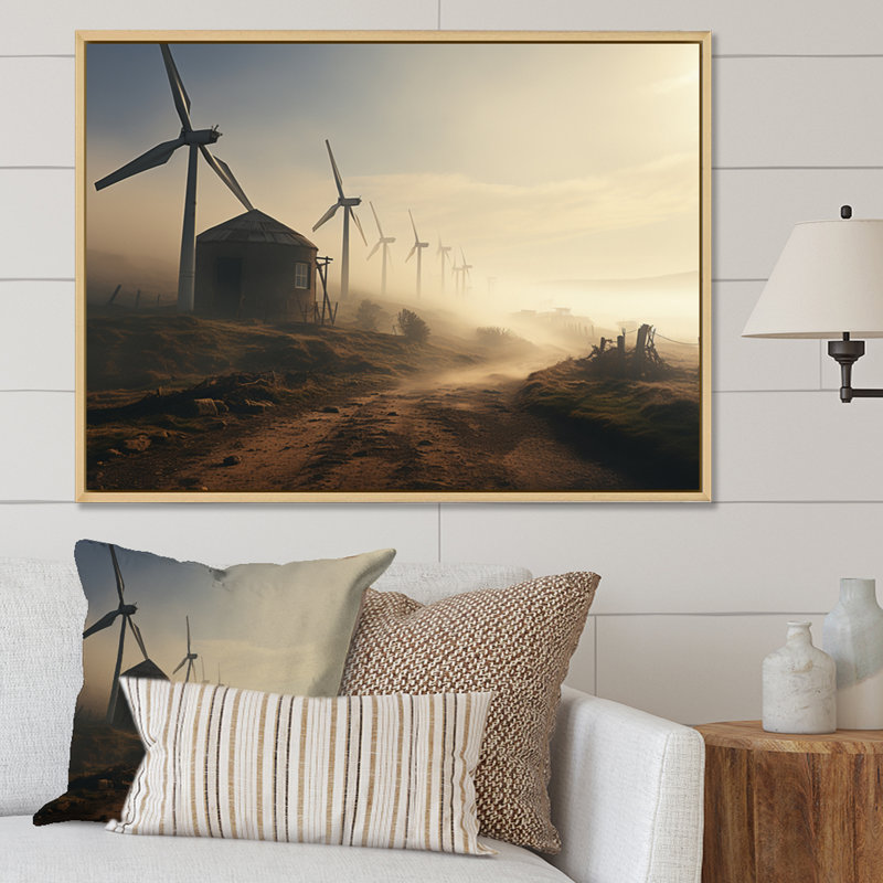 Wind Turbines Whispers I - reproduction d'art sur toile, Cadre naturel flottant, H 30 po x l 40 po