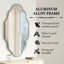 Miroir mural ovale avec cadre en aluminium, verre trempé HD, décor mosaïque, suspension verticale / horizontale, résistant aux chocs pour meuble-lavabo, salon et entrée-783339885-783339890