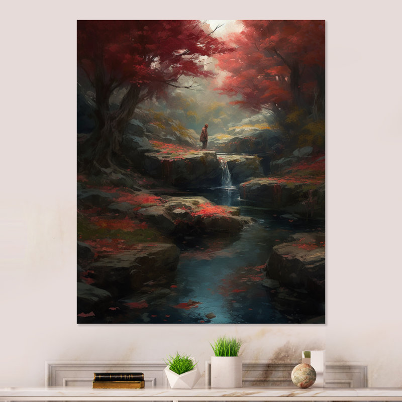 Jardin zen asiatique avec vapeur I - impression sans cadre sur métal, H 32 po x l 24 po x P 1 po