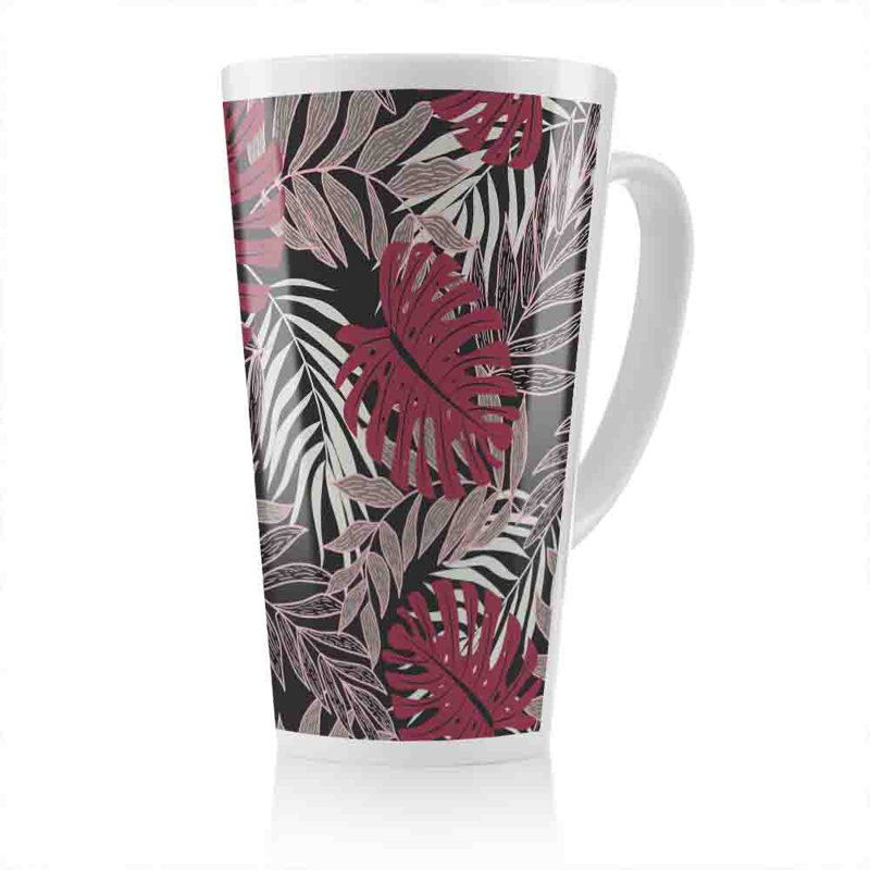 Tropical Leaves In White Latte Mug