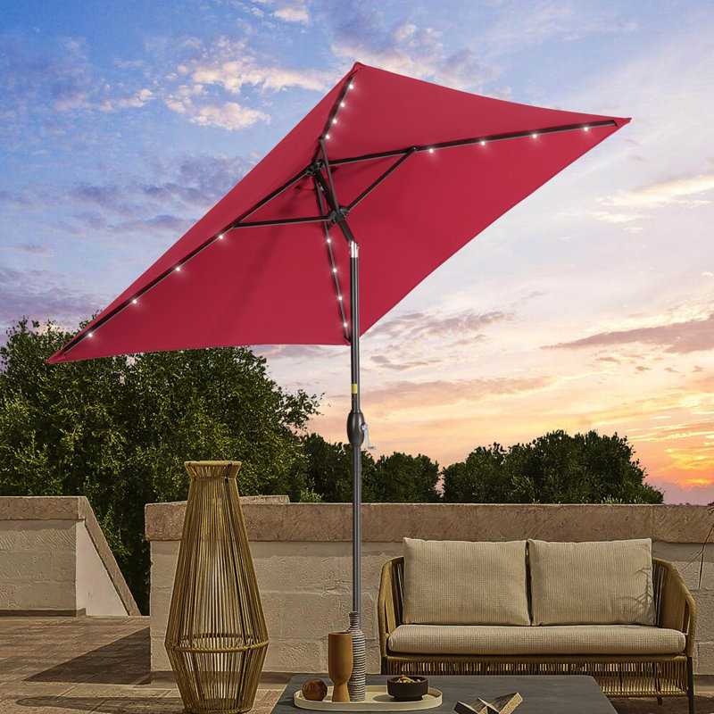 Parasol de marché carré 78 po Rukhsaar, Rouge vin