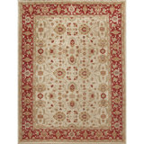 Wool Oriental Area Rug in Cream/Red