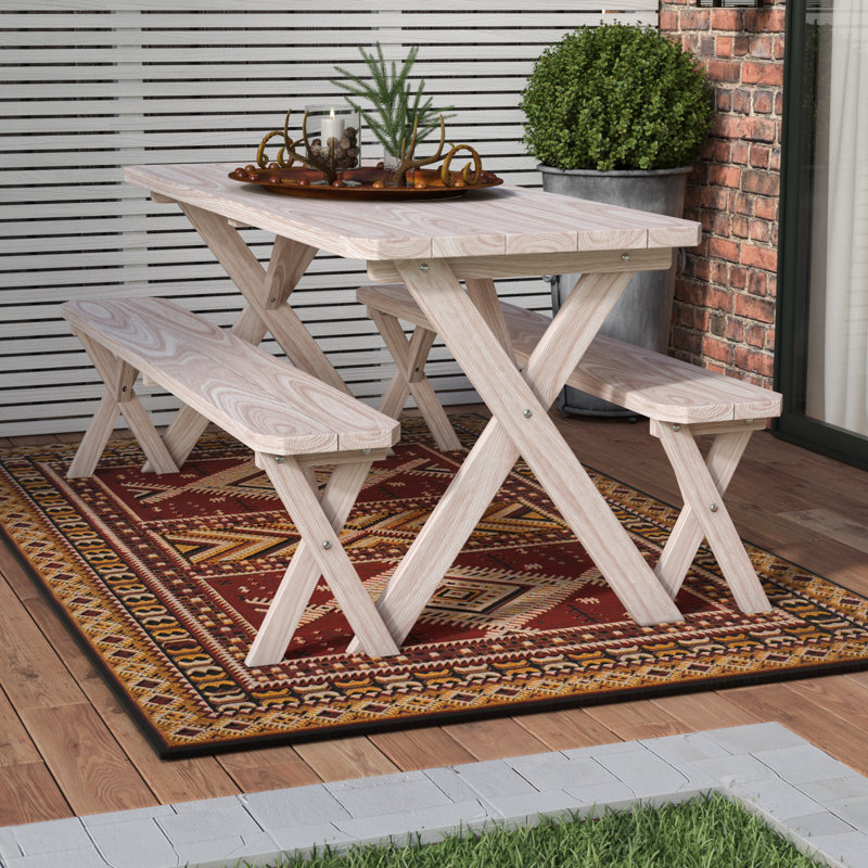 Table de pique-nique en bois massif Riverhead, Brut