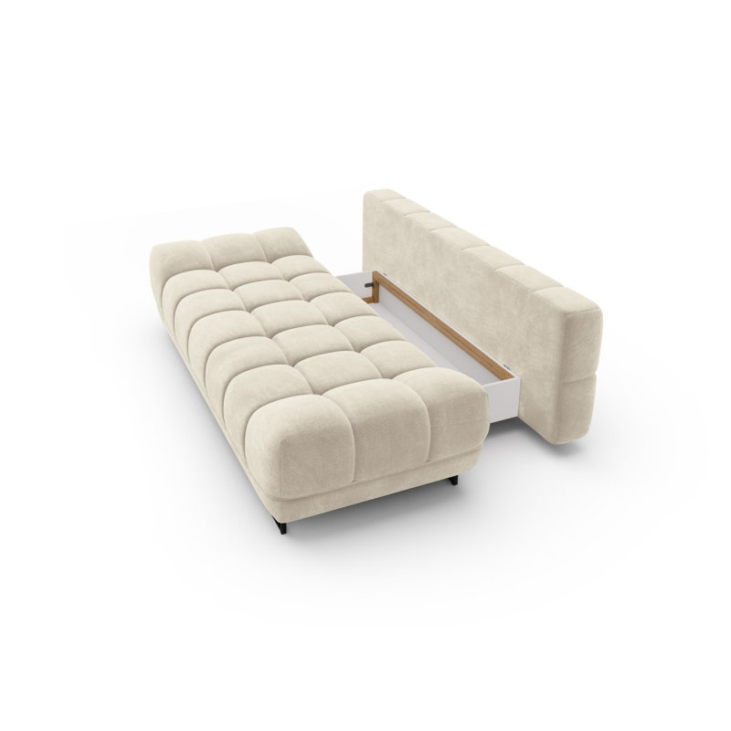 Nicolus 3 Seater Velvet Sofa Bed, Beige