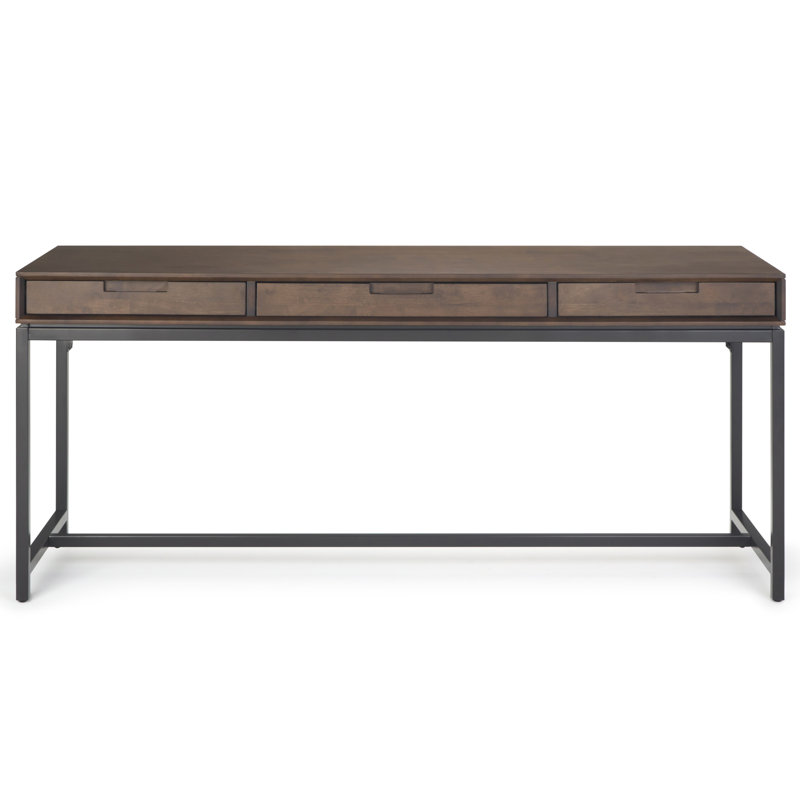 Lars Solid Wood Iron Writing Desk, 31.50" H x 72" W x 24" D, Walnut Brown/Black