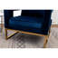 Contemporary Arm Chair, Blue - Upholstered With Soft Fabric, Metal Construction, Square , Cushy Pillow Back Comfy Armrest Chair In Velvety Frame, Cut-Out Cozy Cushion