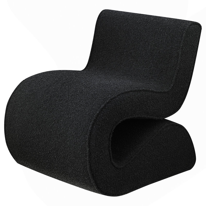 Chaise courbée rembourrée sans accoudoirs Charcoal Boucle, Gris anthracite