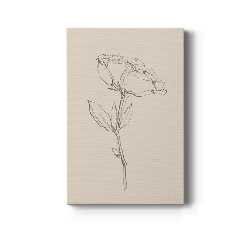 Floral Contour Study IV - Reproduction de dessin sur toile tendue, H 48 po x l 32 po x P 1 po