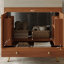 Meuble-lavabo autoportant avec comptoir en faux marbre et lavabo en céramique, armoire de rangement à double porte de 30 po, bois d'ingénierie imperméable, pieds dorés
