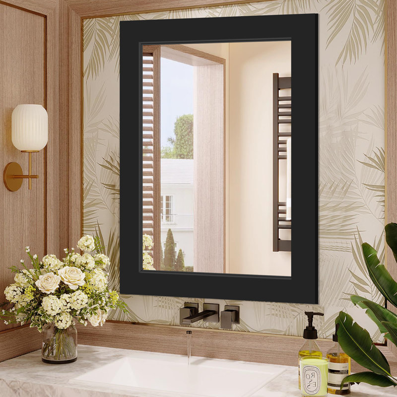 Wood Rectangle Mirror, Black, 32" x 24"