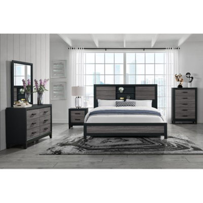 SOLUTO GREY AND BLACK BOOKCASE BED