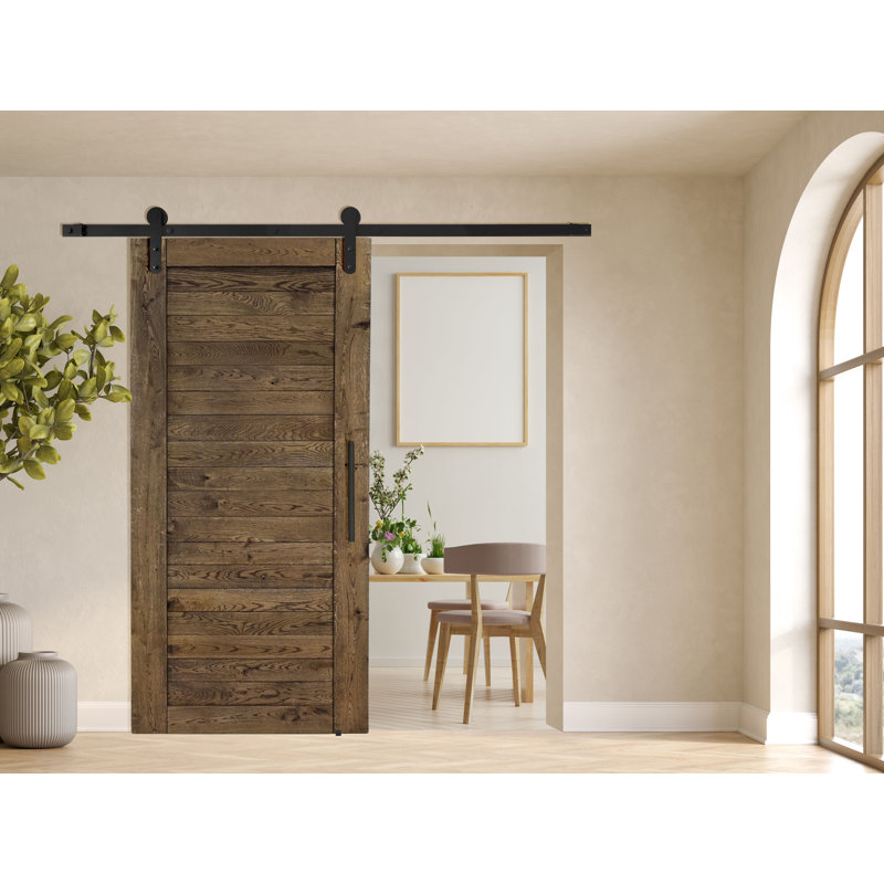 Pinache Solid Oak Barn Door, Brown Oil