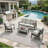 4-Piece Metal Patio Furniture Set, 5-Seat All-Weather Conversation Sofa With 4 Inches Thick Gray Cushions, Black Frame, Coffee Table For Porch Backyard Garden-129691808-129691809