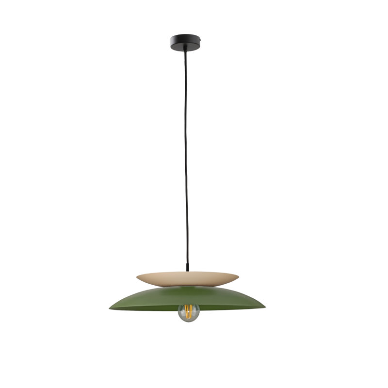 1 - Light Matte Black Dome Pendant, Khaki/Latte
