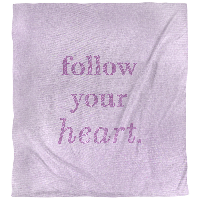 Housse de couette réversible à l’écriture quotes follow your cardiaque, Housse de couette pour grand lit, Violet