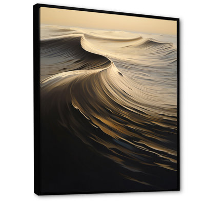 " Abstract Waves In Retro Beige And Black I " by Designart