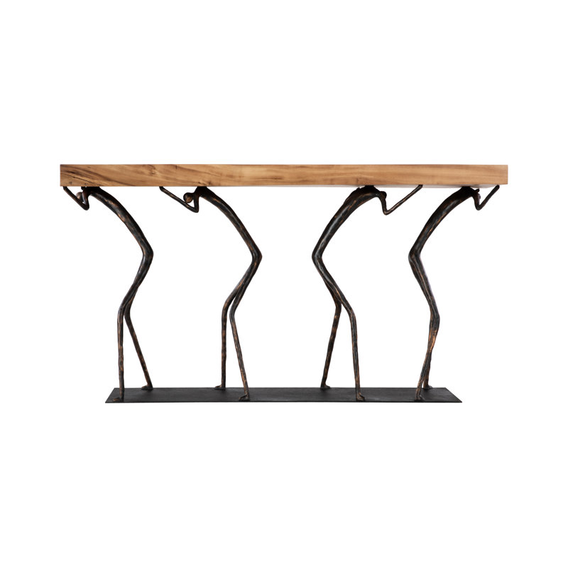 Atlas 60'' Natural Wood and Black Metal Console Table
