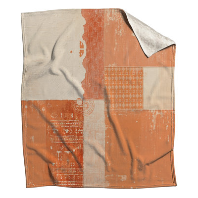 Orange Beige Patchwork Blankets